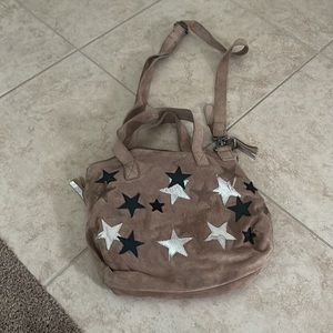 Free people suede tan bag purse crossbody with metallic stars